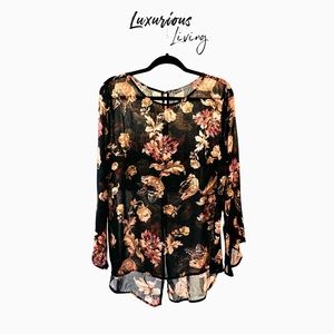 Sheer Floral Sleeveless Tank Top, XL